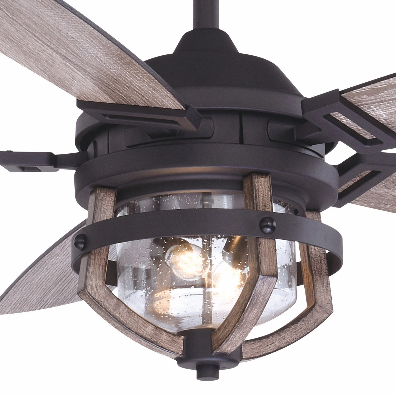Barnes 54"Ceiling Fan Matte Black and Rustic Oak
