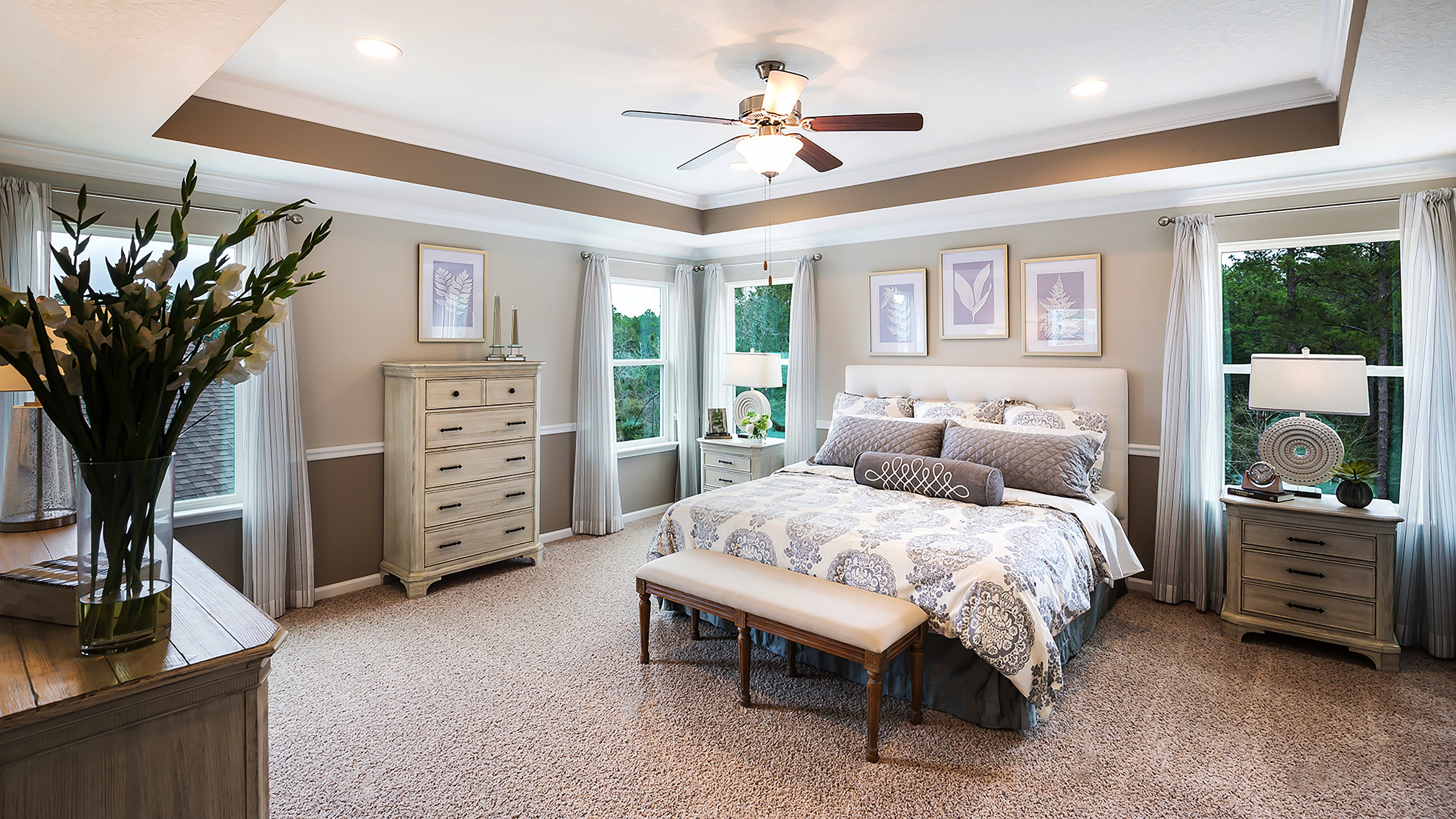 Basic-Max 52"Ceiling Fan Satin Nickel / Walnut / Pecan