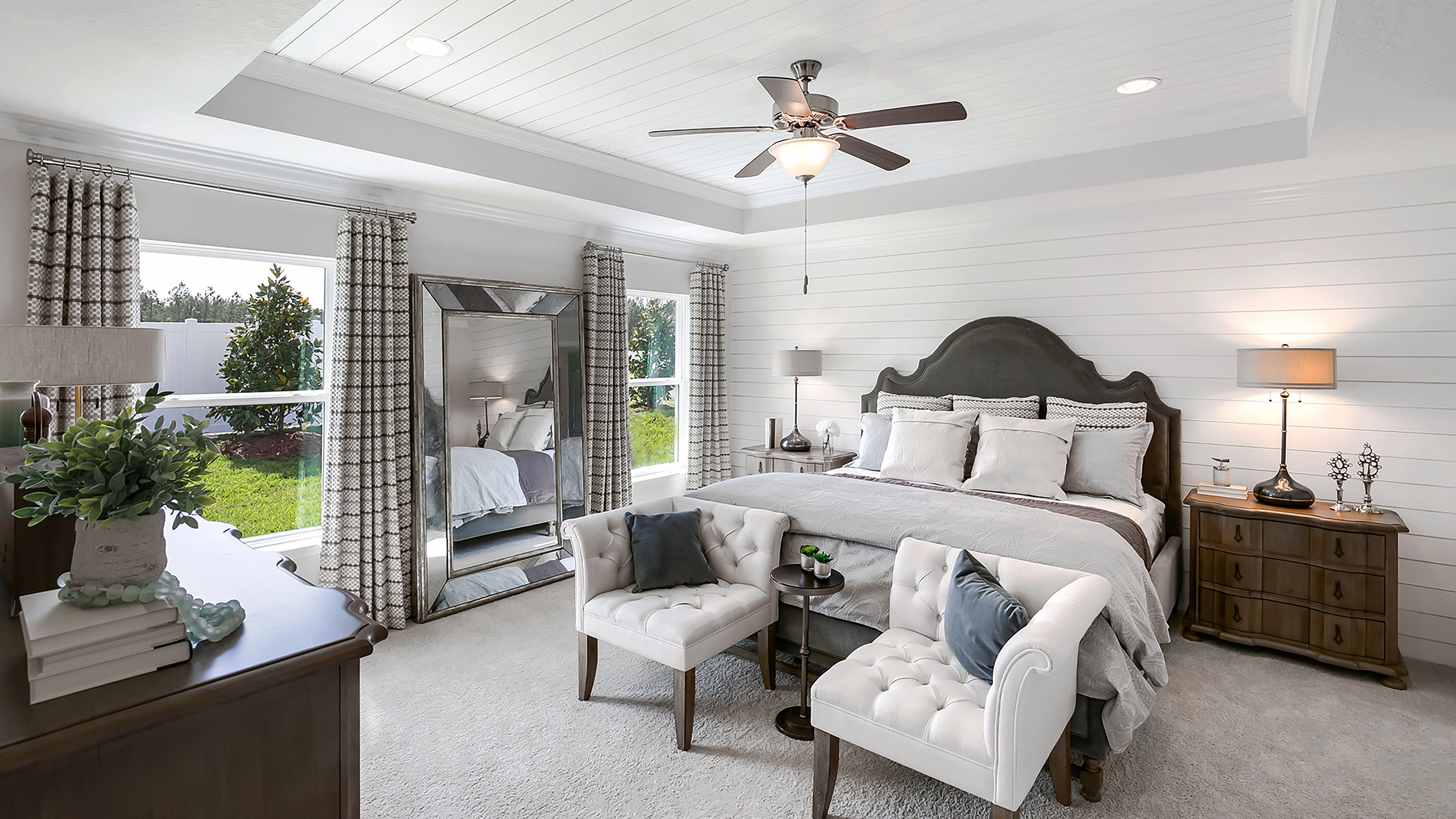 Basic-Max 52"Ceiling Fan Satin Nickel / Walnut / Pecan