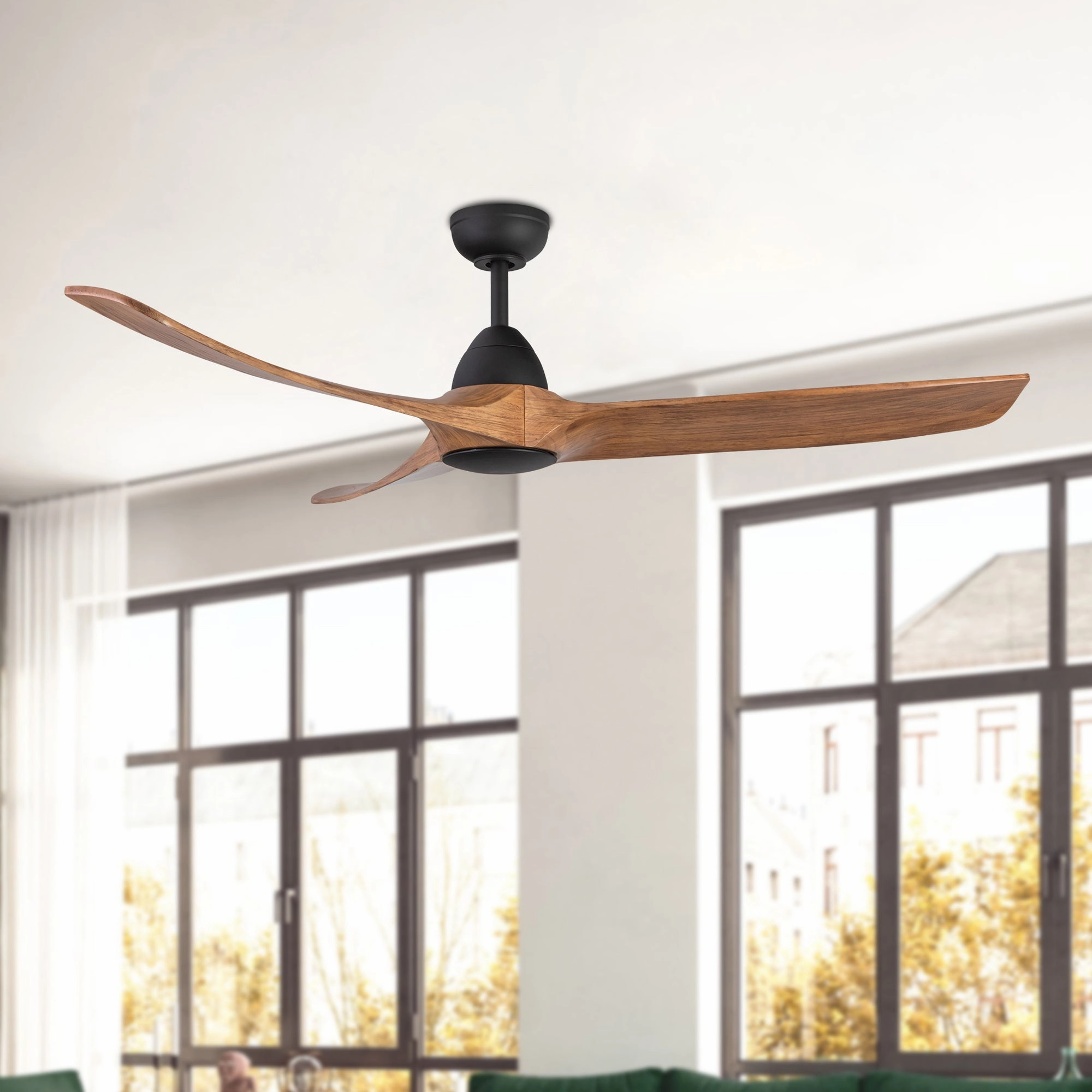 Baylor 60"Ceiling Fan Matte Black/Natural Wood