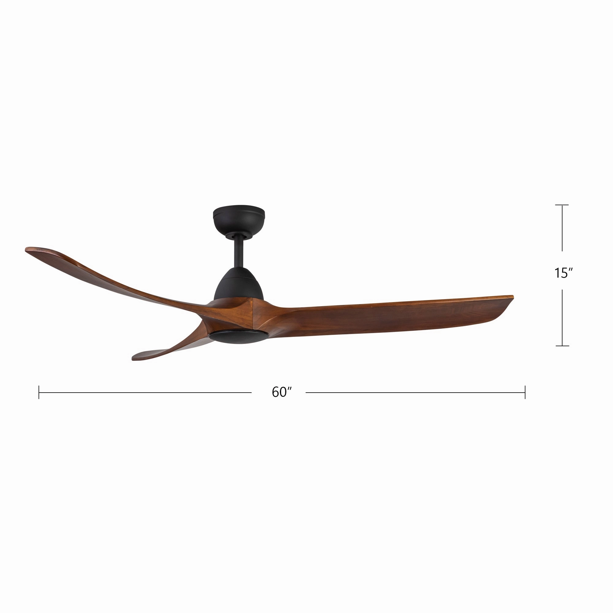 Baylor 60"Ceiling Fan Matte Black/Natural Wood