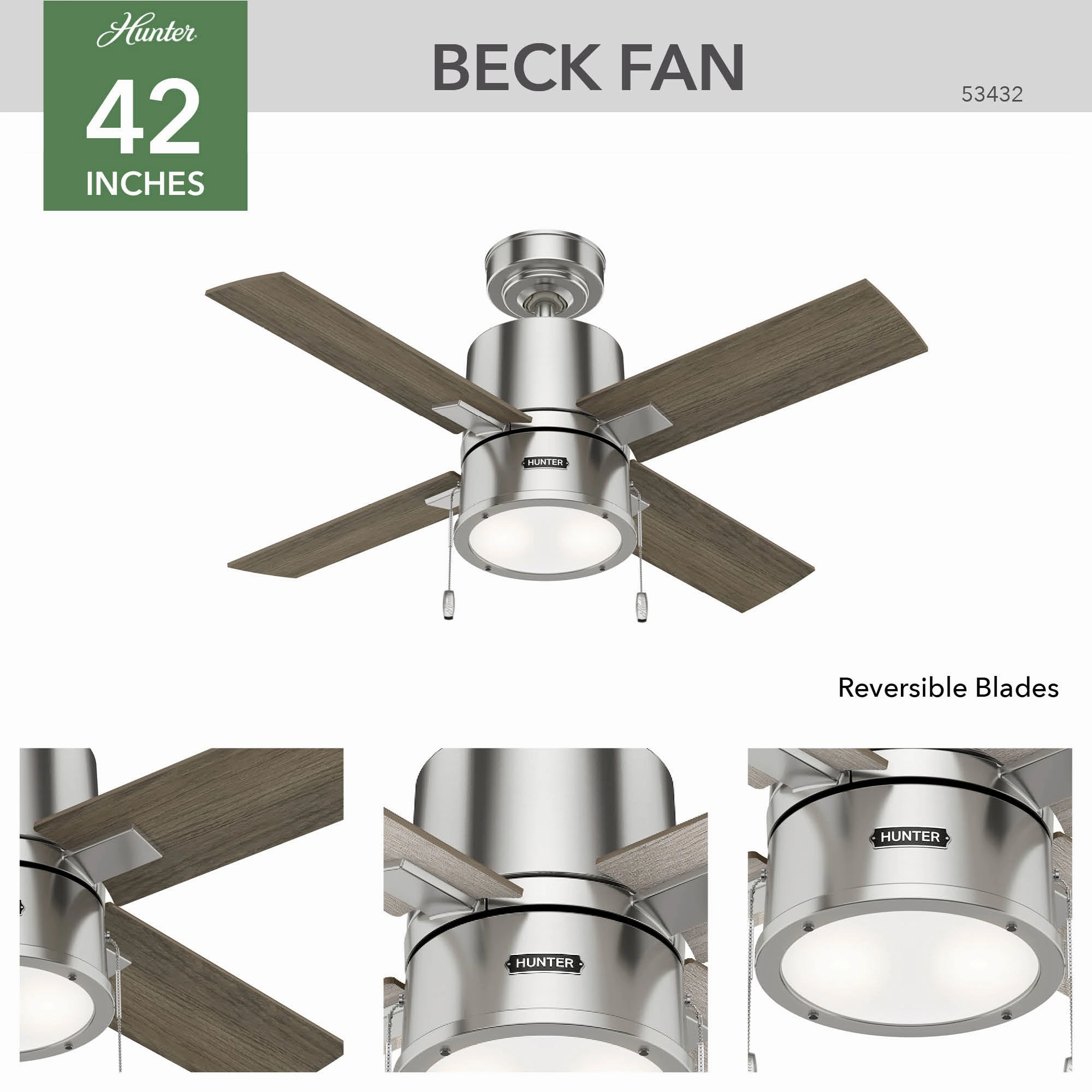 Beck 42"Ceiling Fan Brushed Nickel
