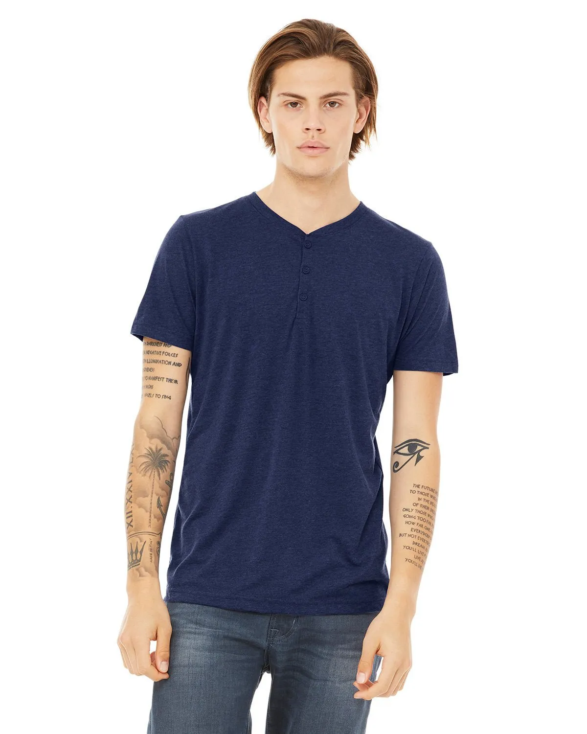 Bella   Canvas 3125 Men's Triblend Short-Sleeve Henley