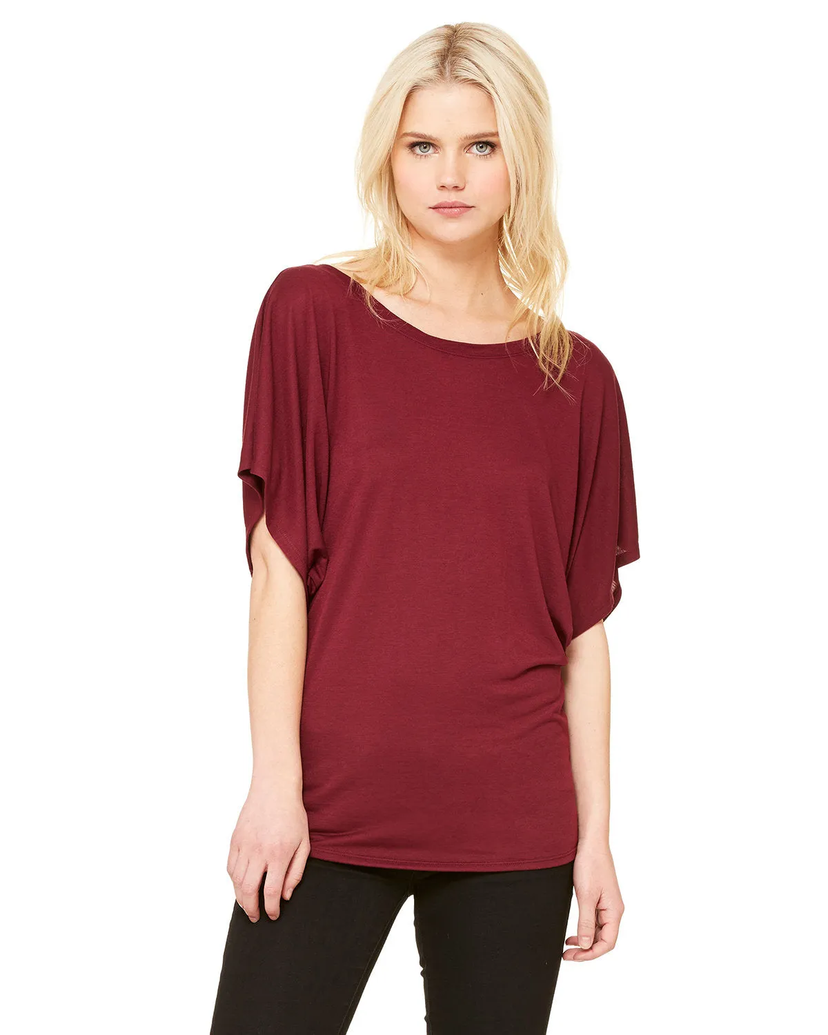 Bella   Canvas 8821 Ladies' Flowy Draped Sleeve Dolman T-Shirt