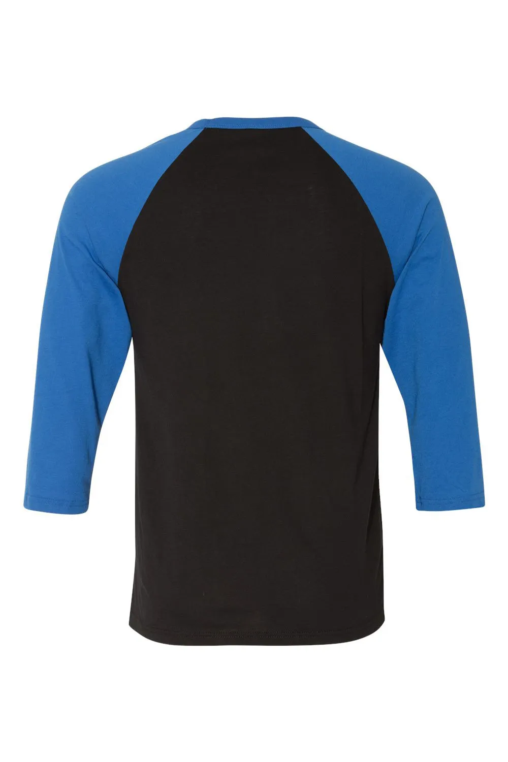 Bella   Canvas Mens 3/4 Sleeve Crewneck T-Shirt - Black/Royal Blue - Closeout