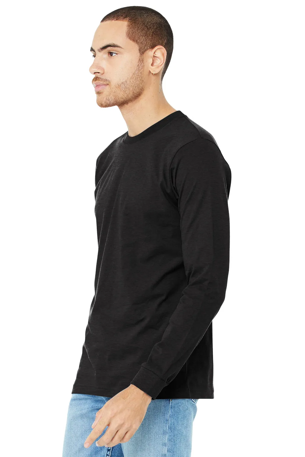 Bella   Canvas Mens CVC Long Sleeve Crewneck T-Shirt - Heather Black