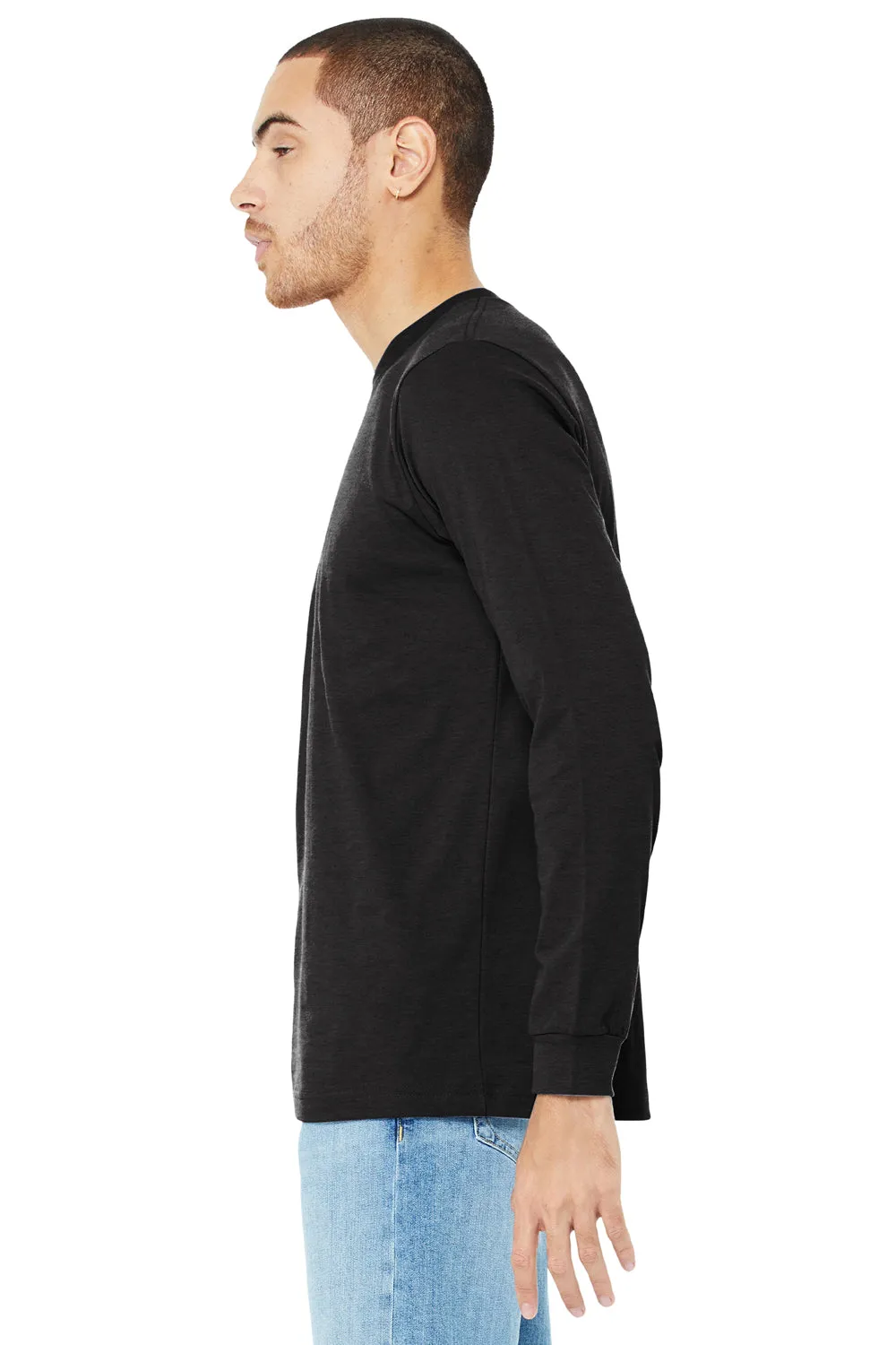 Bella   Canvas Mens CVC Long Sleeve Crewneck T-Shirt - Heather Black