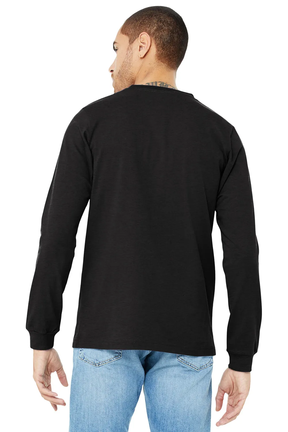 Bella   Canvas Mens CVC Long Sleeve Crewneck T-Shirt - Heather Black