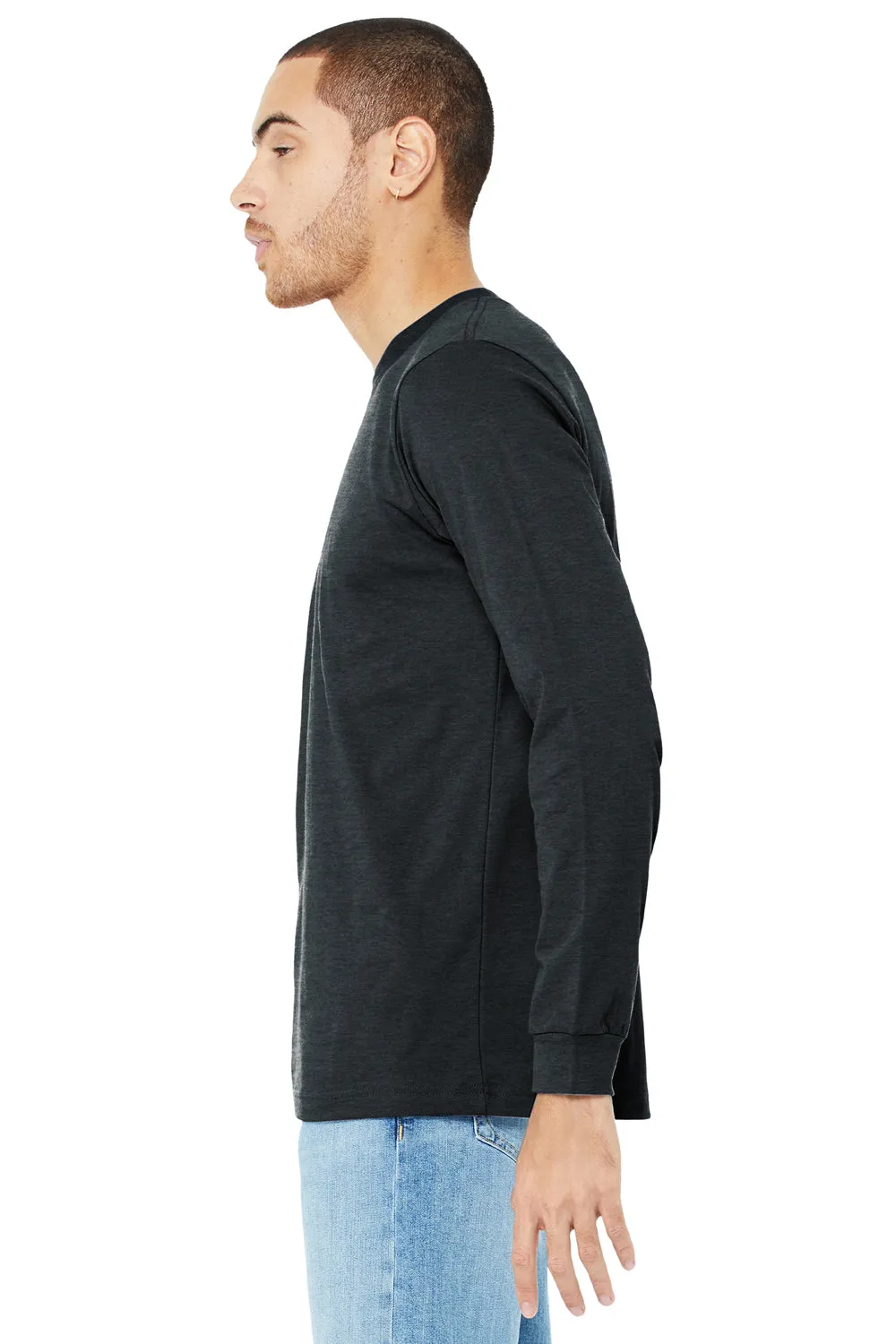 Bella   Canvas Mens CVC Long Sleeve Crewneck T-Shirt - Heather Dark Grey