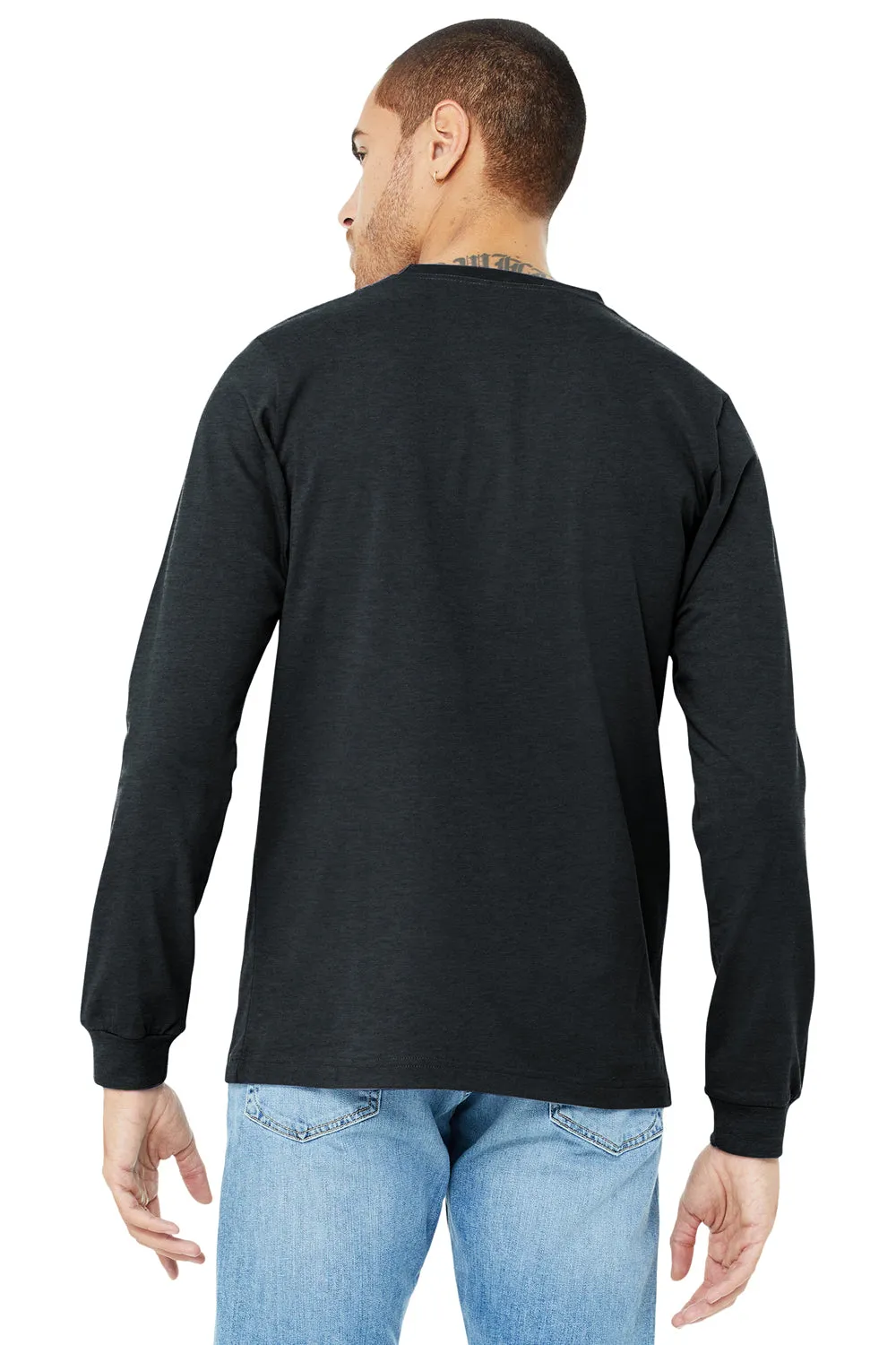 Bella   Canvas Mens CVC Long Sleeve Crewneck T-Shirt - Heather Dark Grey