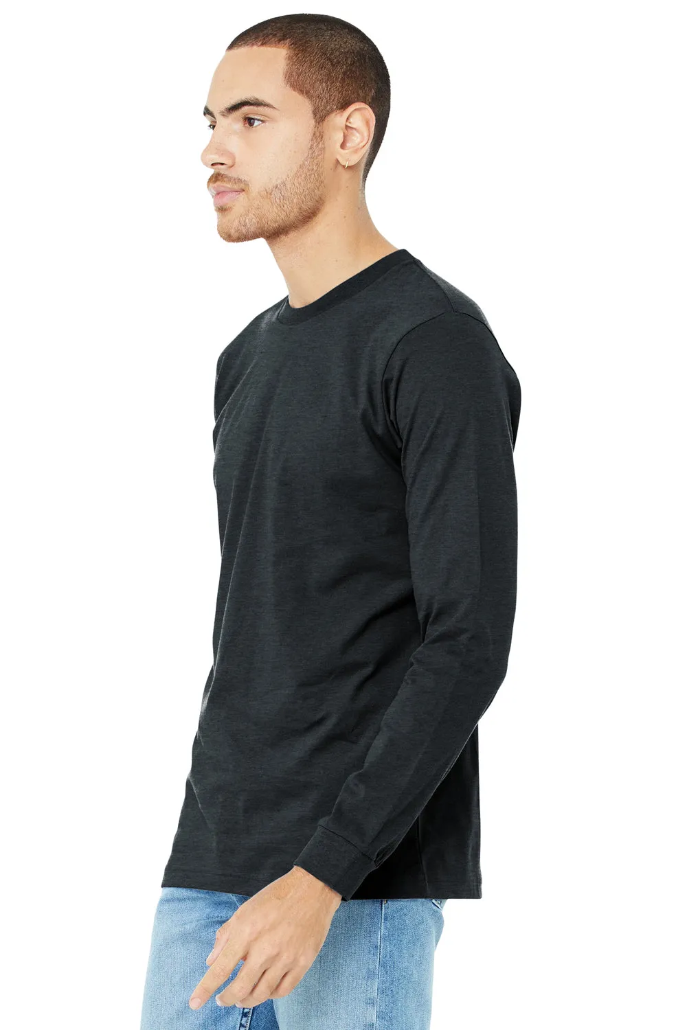 Bella   Canvas Mens CVC Long Sleeve Crewneck T-Shirt - Heather Dark Grey