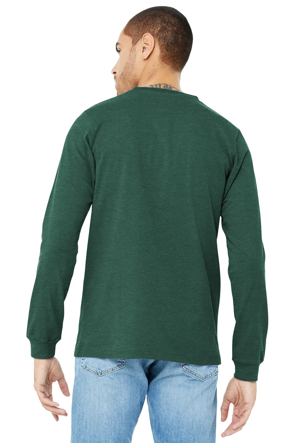 Bella   Canvas Mens CVC Long Sleeve Crewneck T-Shirt - Heather Forest Green