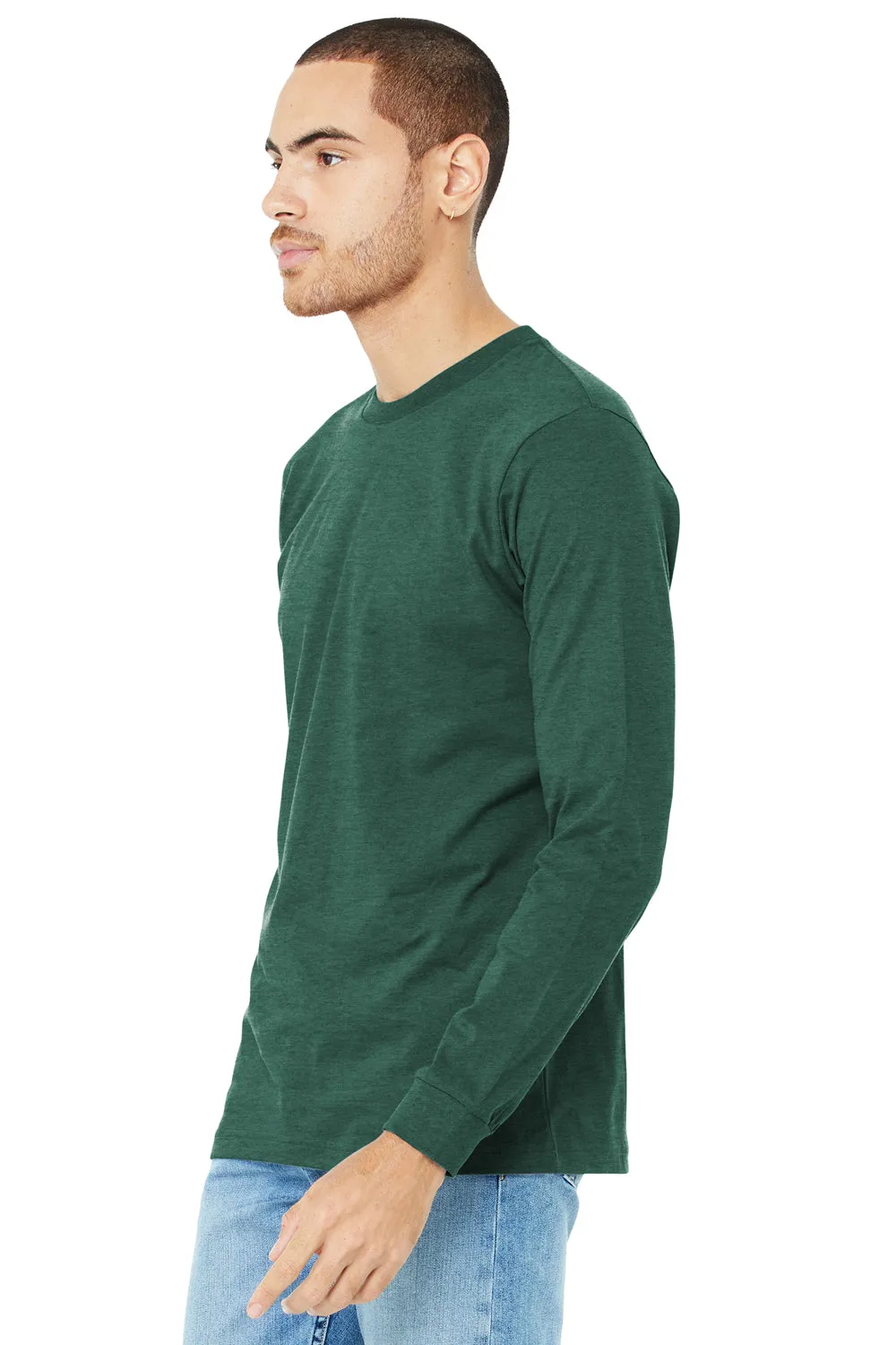 Bella   Canvas Mens CVC Long Sleeve Crewneck T-Shirt - Heather Forest Green