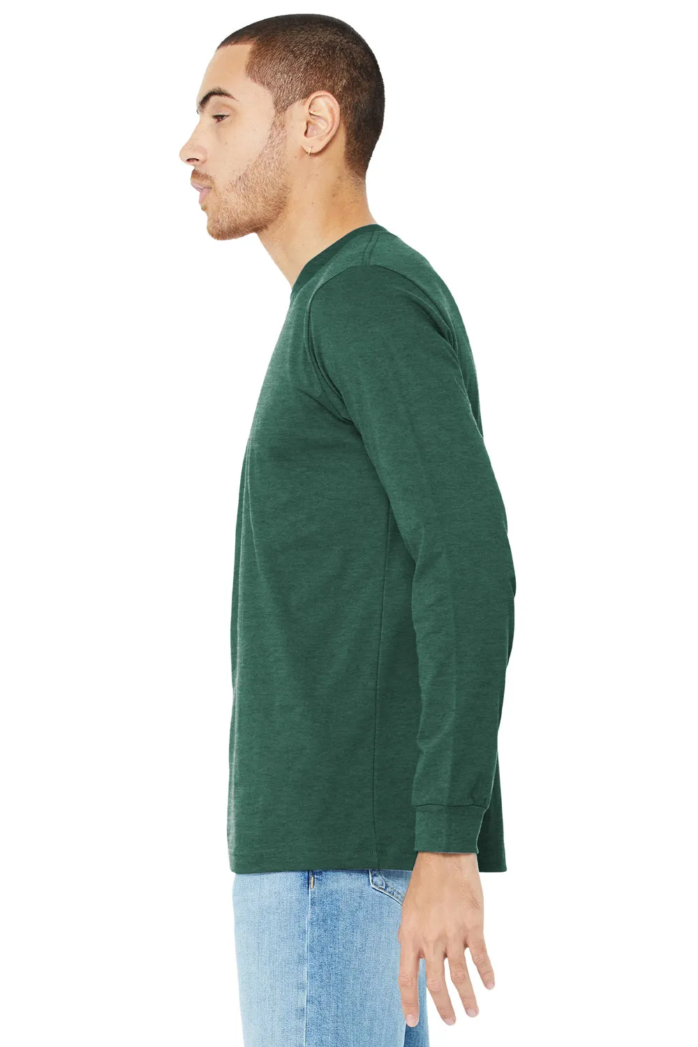 Bella   Canvas Mens CVC Long Sleeve Crewneck T-Shirt - Heather Forest Green