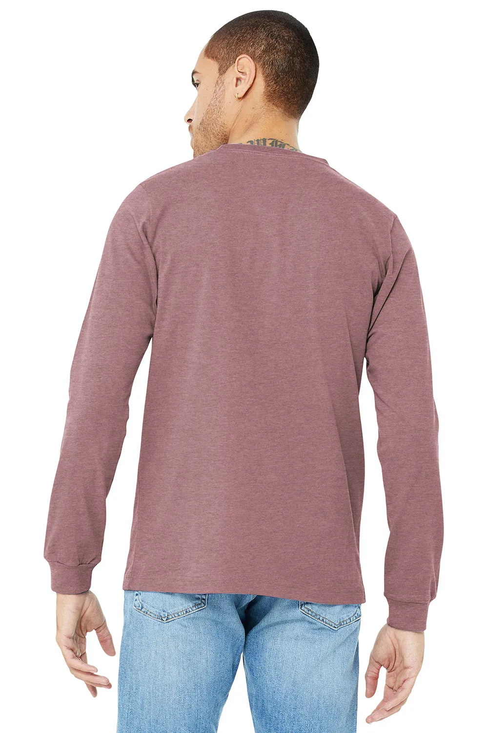 Bella   Canvas Mens CVC Long Sleeve Crewneck T-Shirt - Heather Mauve