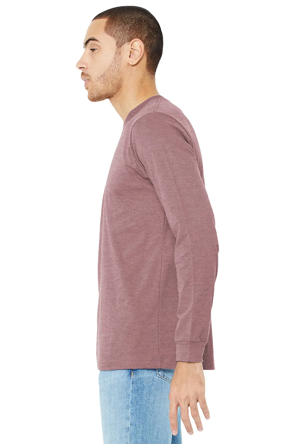 Bella   Canvas Mens CVC Long Sleeve Crewneck T-Shirt - Heather Mauve