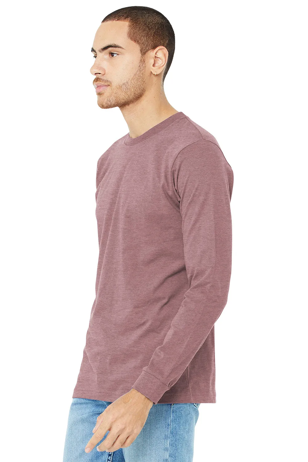 Bella   Canvas Mens CVC Long Sleeve Crewneck T-Shirt - Heather Mauve