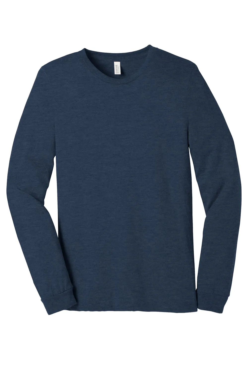 Bella   Canvas Mens CVC Long Sleeve Crewneck T-Shirt - Heather Navy Blue