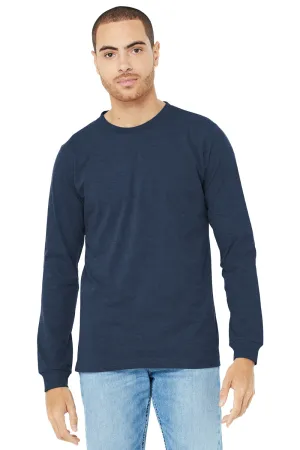 Bella   Canvas Mens CVC Long Sleeve Crewneck T-Shirt - Heather Navy Blue