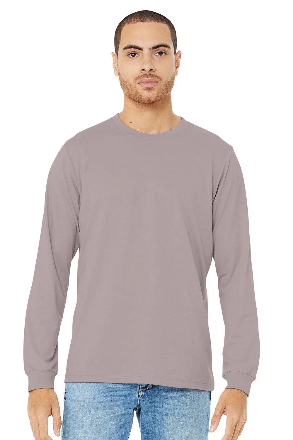 Bella   Canvas Mens CVC Long Sleeve Crewneck T-Shirt - Heather Pink Gravel