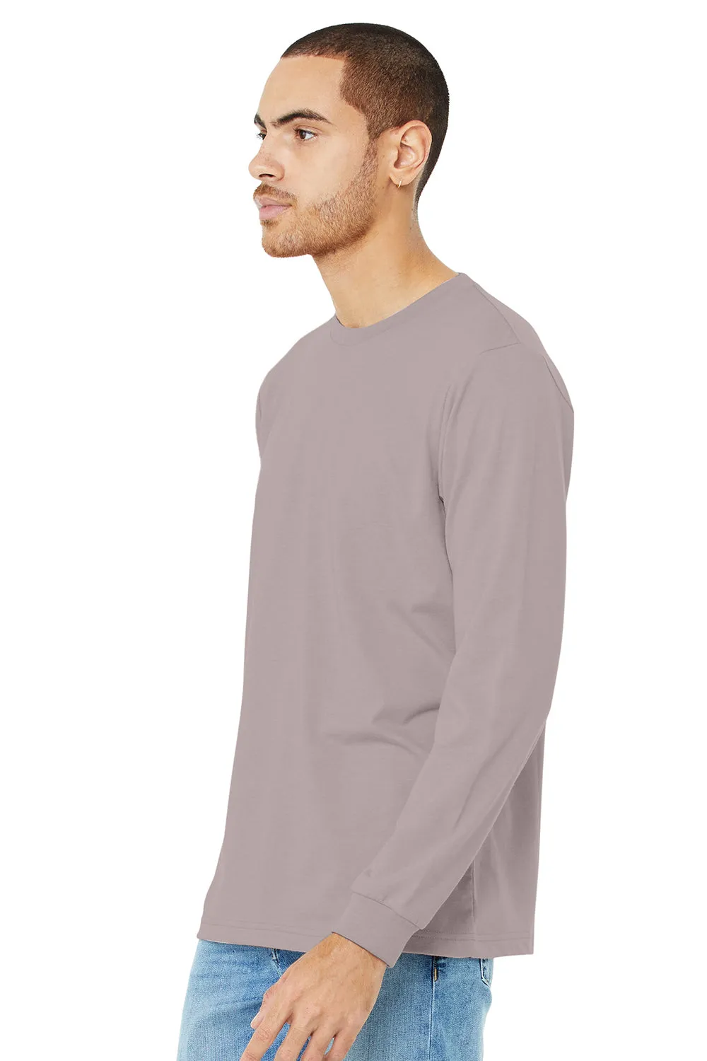 Bella   Canvas Mens CVC Long Sleeve Crewneck T-Shirt - Heather Pink Gravel