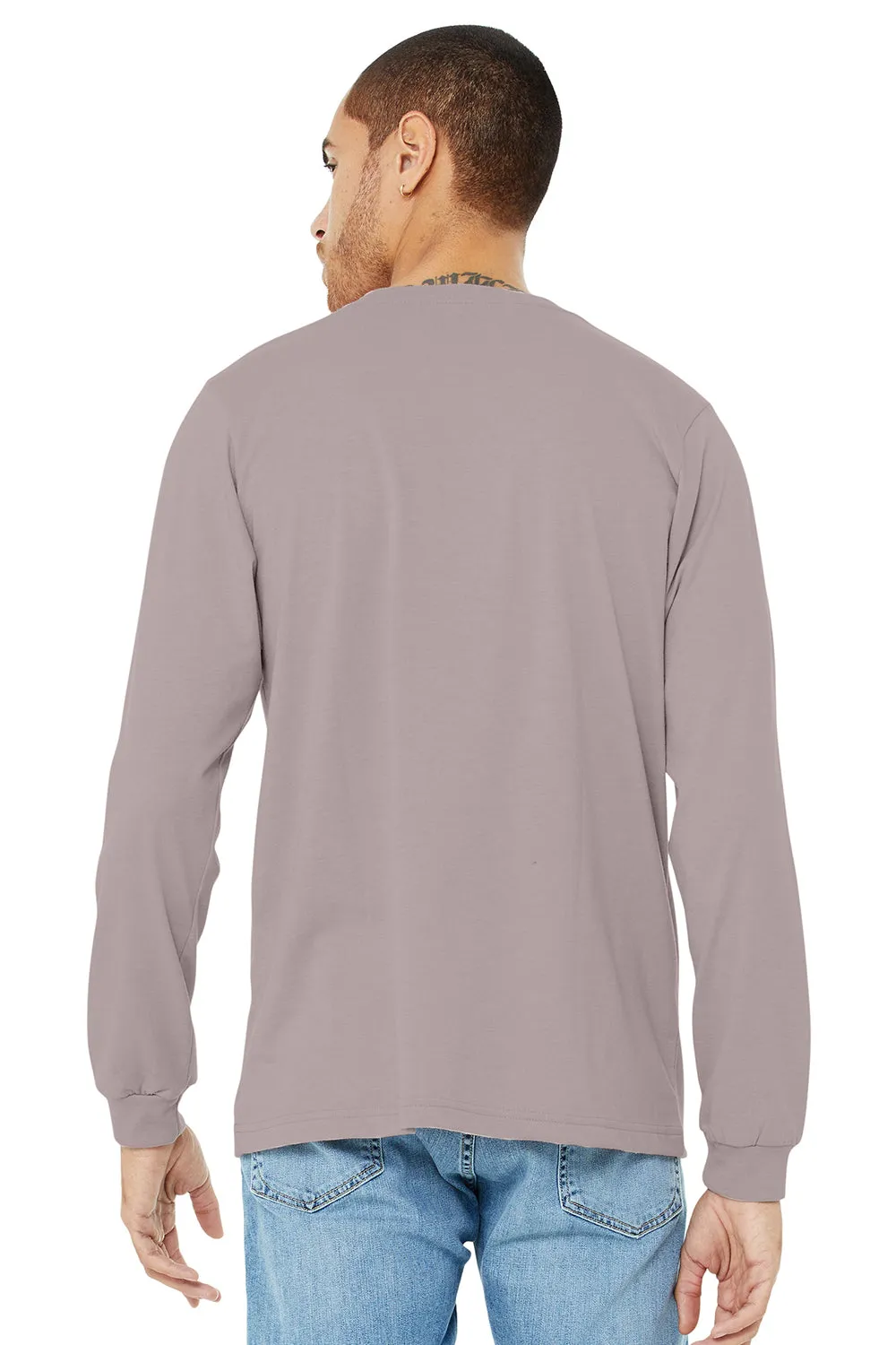 Bella   Canvas Mens CVC Long Sleeve Crewneck T-Shirt - Heather Pink Gravel