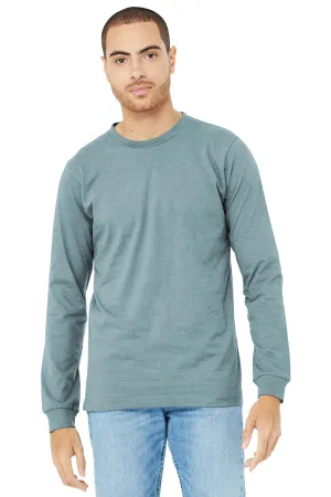 Bella   Canvas Mens CVC Long Sleeve Crewneck T-Shirt - Heather Slate Blue