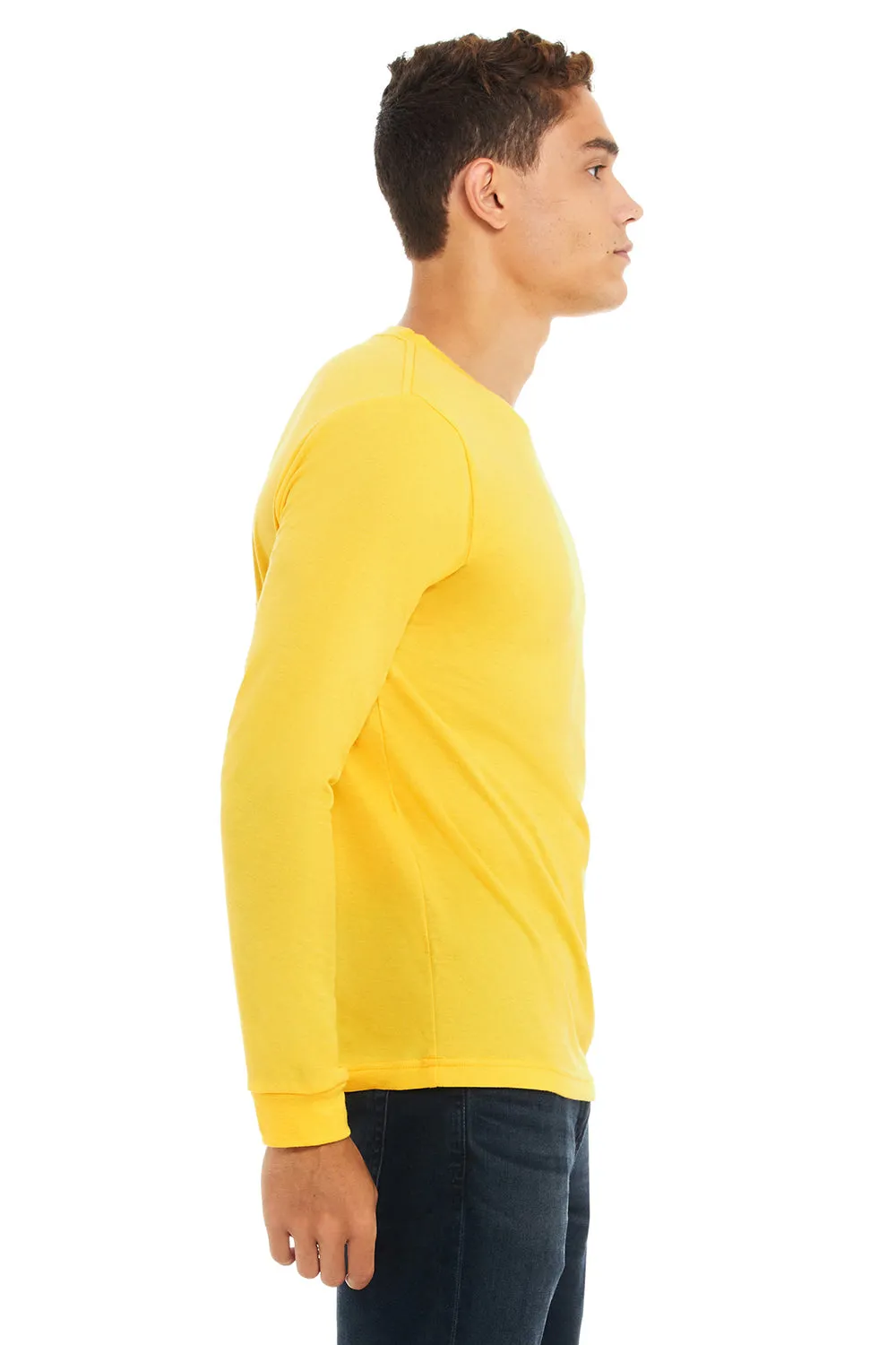 Bella   Canvas Mens CVC Long Sleeve Crewneck T-Shirt - Heather Yellow Gold