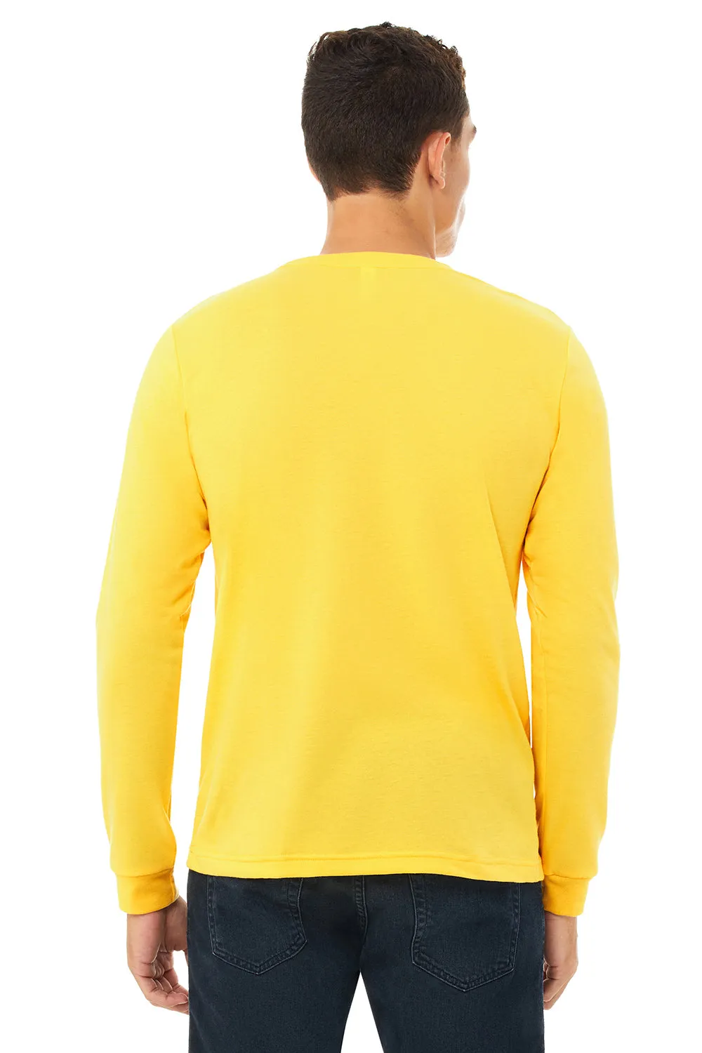 Bella   Canvas Mens CVC Long Sleeve Crewneck T-Shirt - Heather Yellow Gold