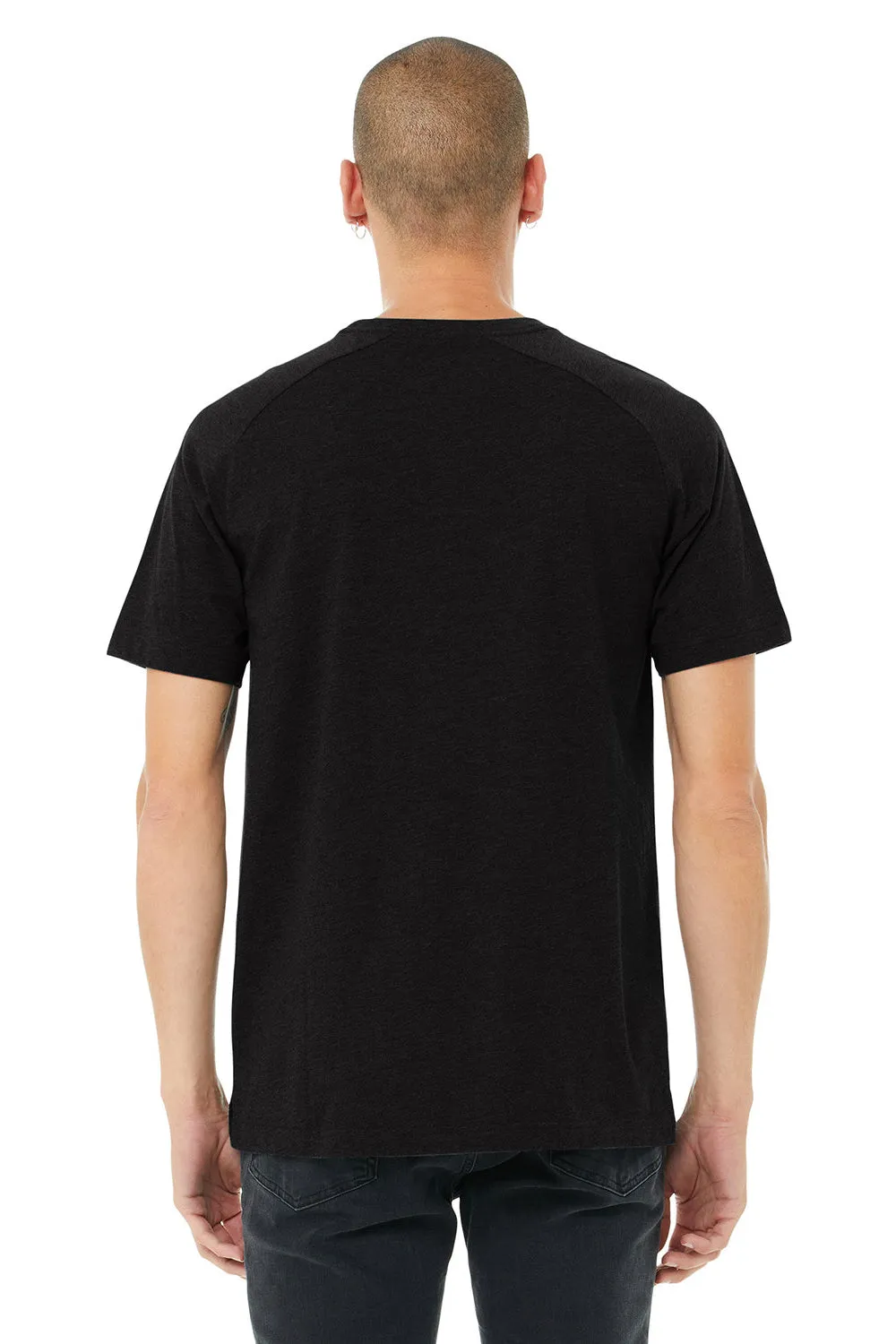 Bella   Canvas Mens CVC Raglan Short Sleeve Crewneck T-Shirt - Heather Black