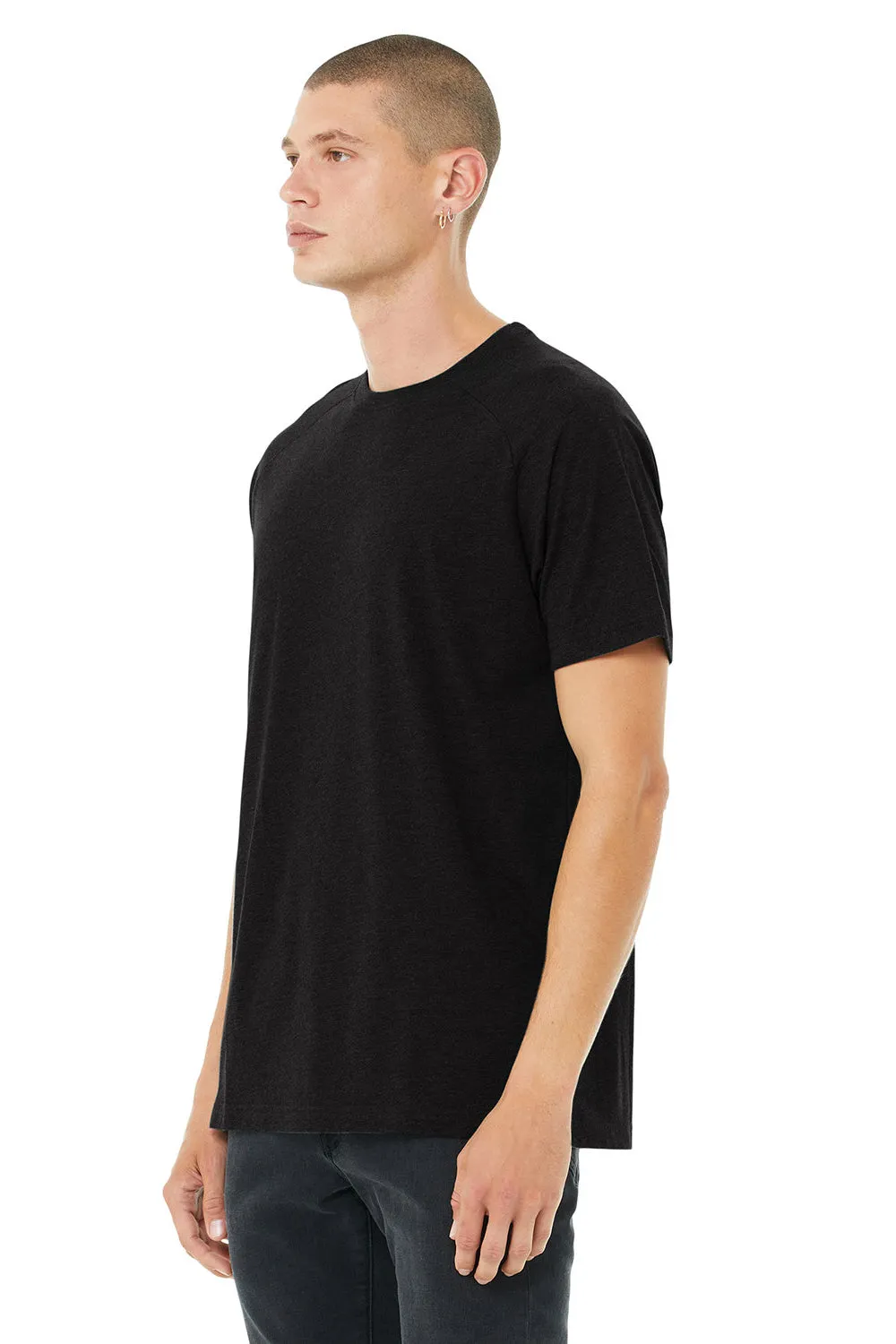 Bella   Canvas Mens CVC Raglan Short Sleeve Crewneck T-Shirt - Heather Black