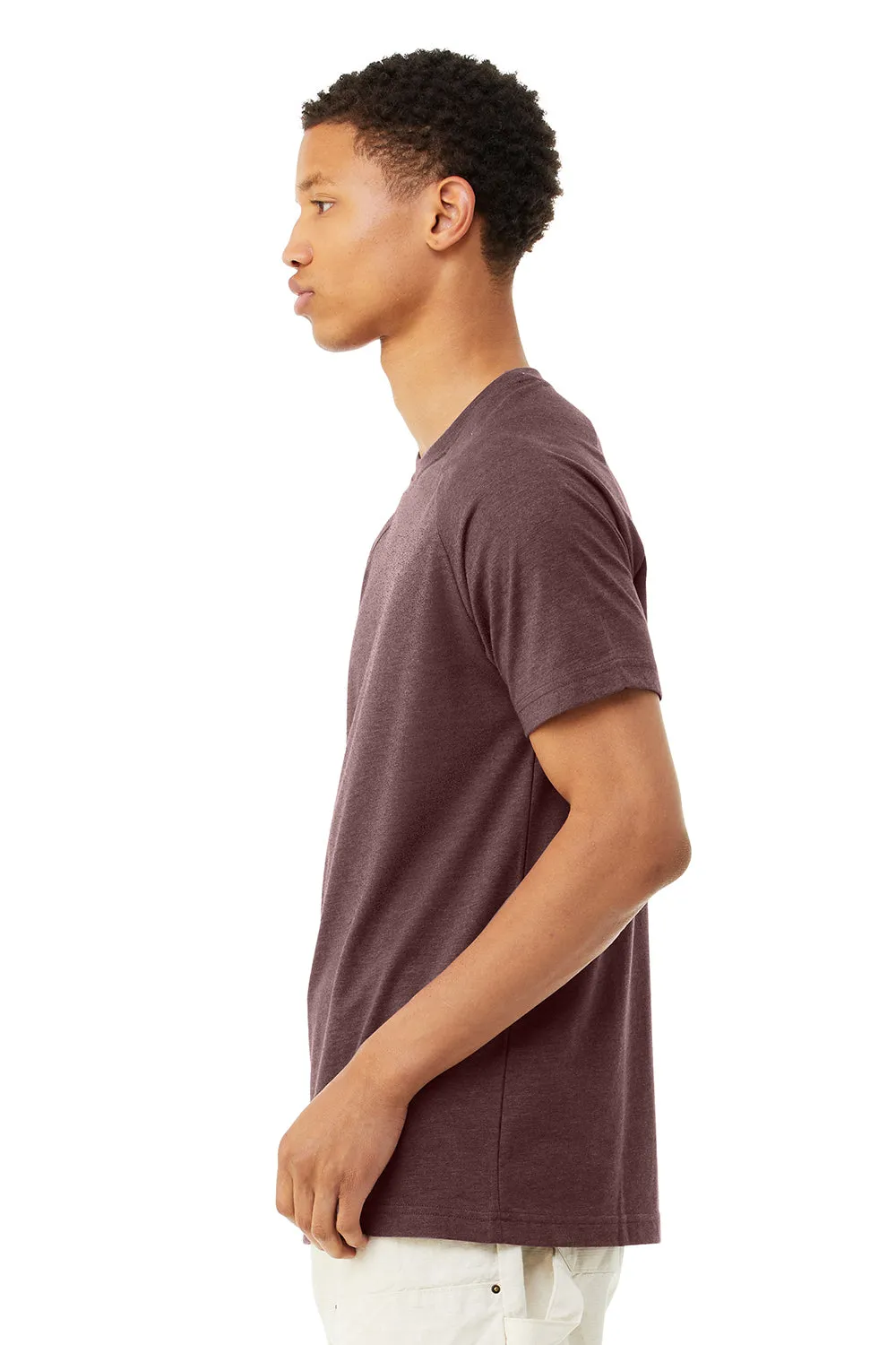 Bella   Canvas Mens CVC Raglan Short Sleeve Crewneck T-Shirt - Heather Maroon