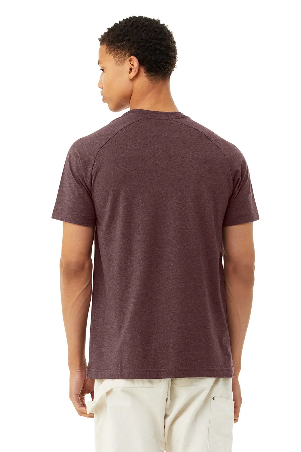Bella   Canvas Mens CVC Raglan Short Sleeve Crewneck T-Shirt - Heather Maroon