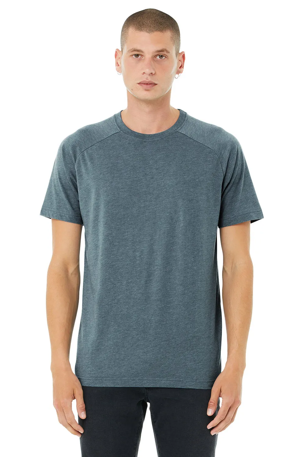 Bella   Canvas Mens CVC Raglan Short Sleeve Crewneck T-Shirt - Heather Slate