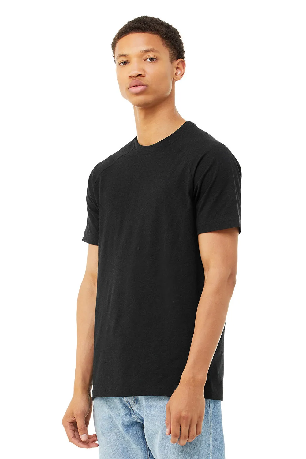 Bella   Canvas Mens CVC Raglan Short Sleeve Crewneck T-Shirt - Solid Black