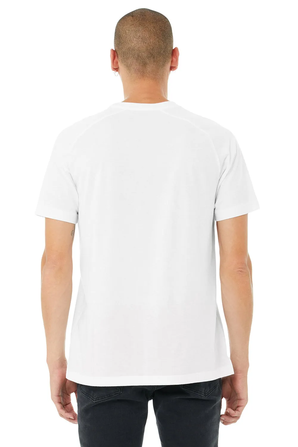Bella   Canvas Mens CVC Raglan Short Sleeve Crewneck T-Shirt - Solid White