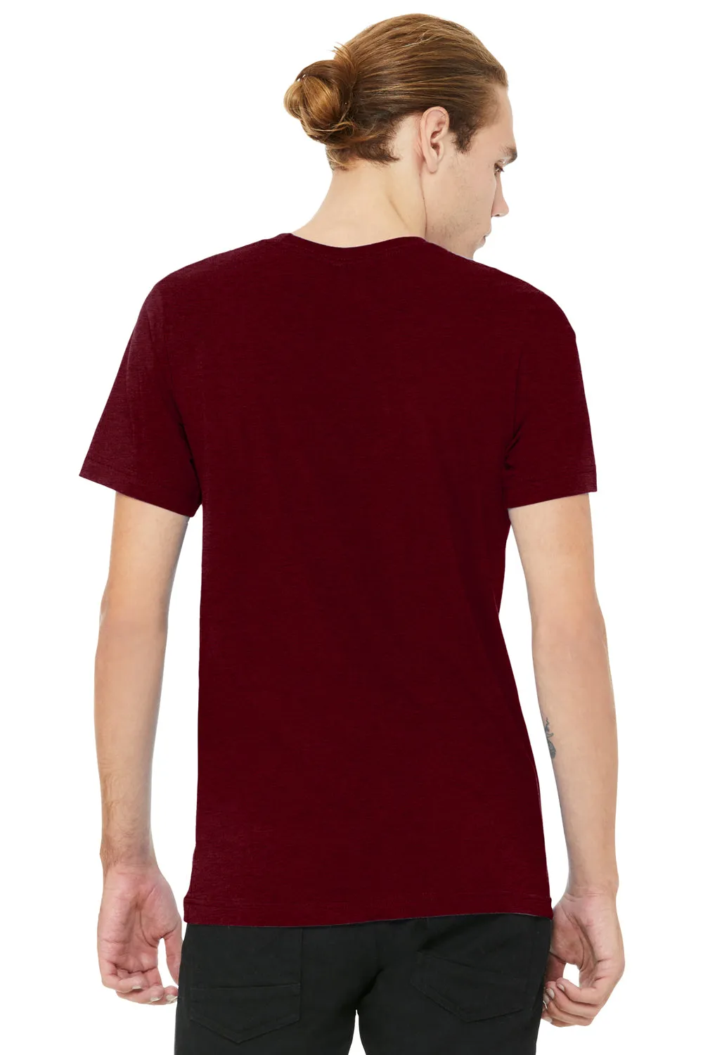 Bella   Canvas Mens CVC Short Sleeve V-Neck T-Shirt - Heather Cardinal Red