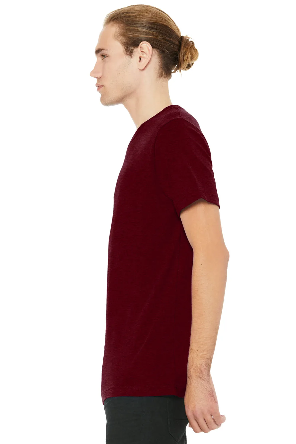 Bella   Canvas Mens CVC Short Sleeve V-Neck T-Shirt - Heather Cardinal Red