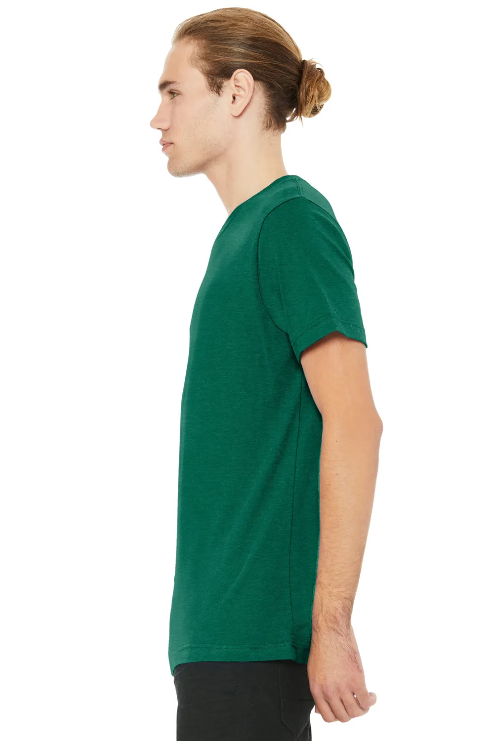 Bella   Canvas Mens CVC Short Sleeve V-Neck T-Shirt - Heather Grass Green