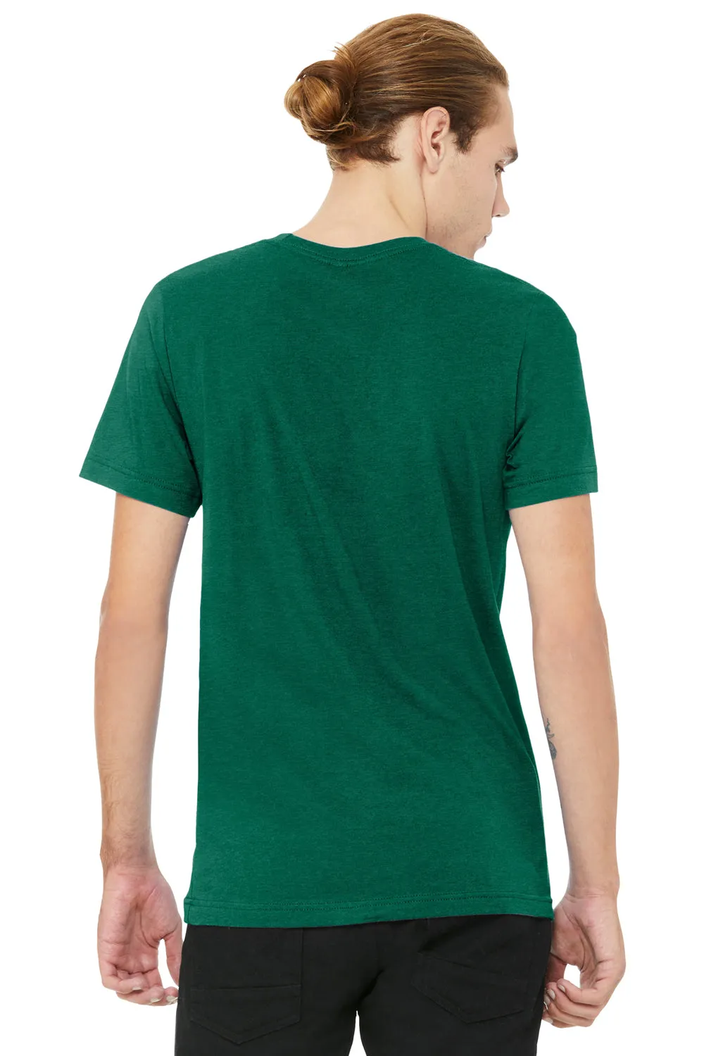 Bella   Canvas Mens CVC Short Sleeve V-Neck T-Shirt - Heather Grass Green