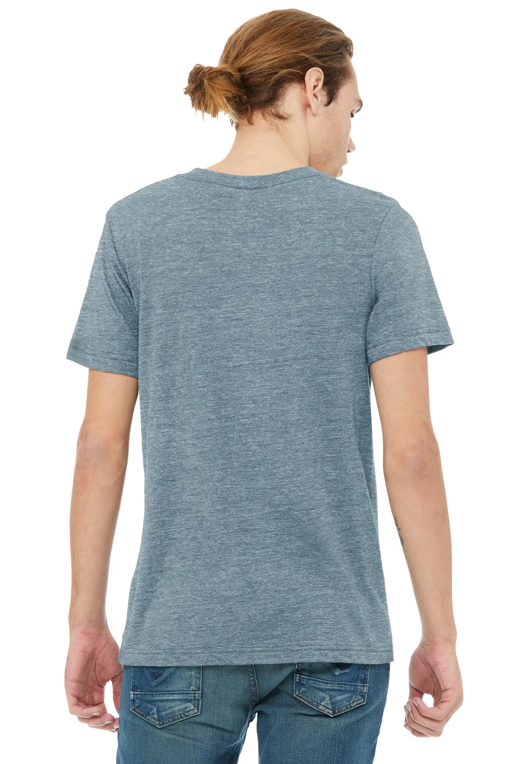 Bella   Canvas Mens CVC Short Sleeve V-Neck T-Shirt - Heather Slate Blue