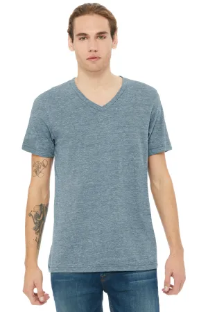 Bella   Canvas Mens CVC Short Sleeve V-Neck T-Shirt - Heather Slate Blue