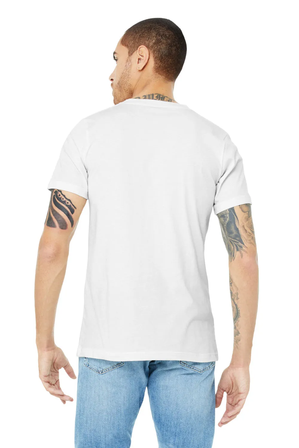 Bella   Canvas Mens CVC Short Sleeve V-Neck T-Shirt - Solid White