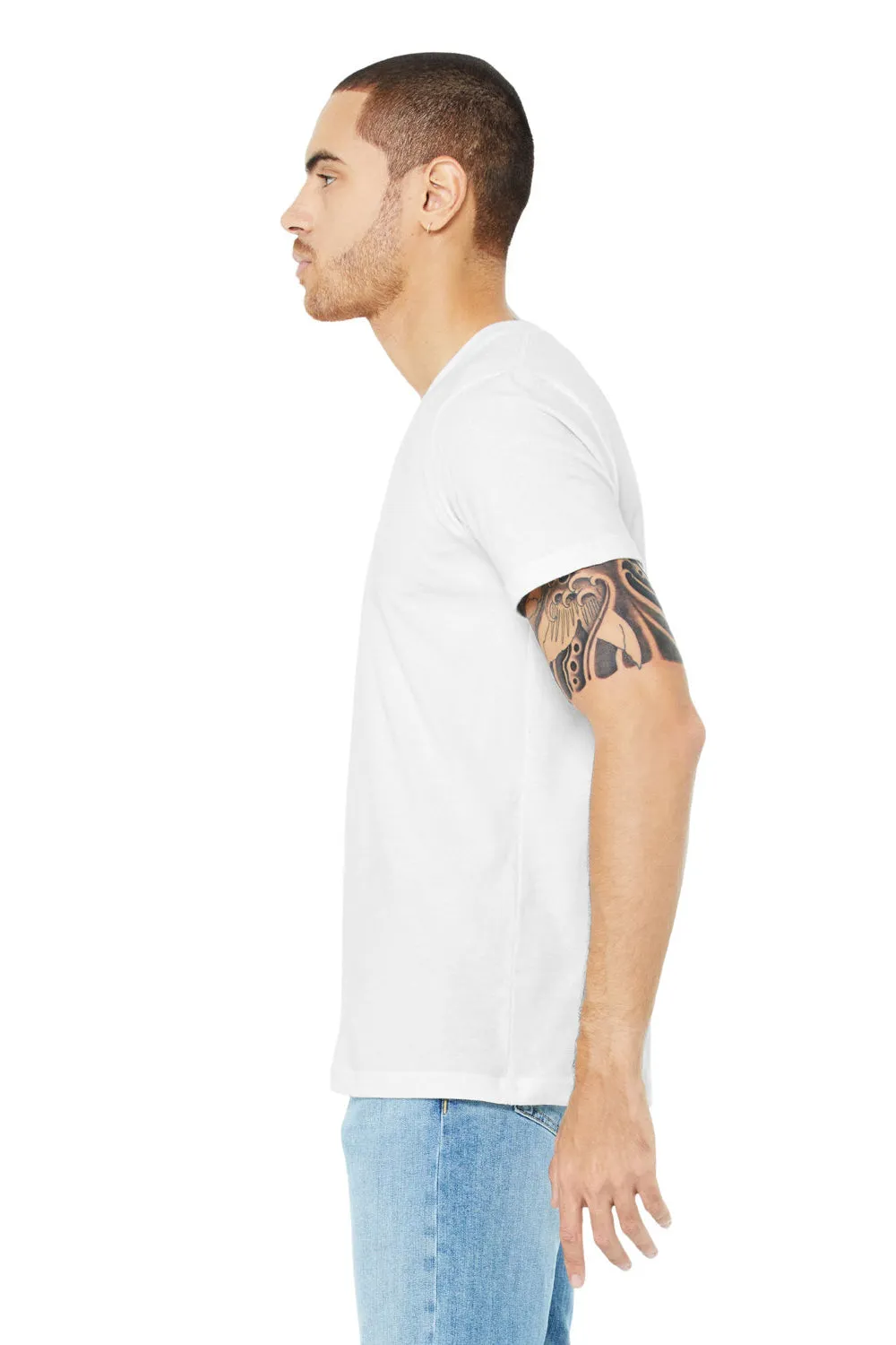 Bella   Canvas Mens CVC Short Sleeve V-Neck T-Shirt - Solid White