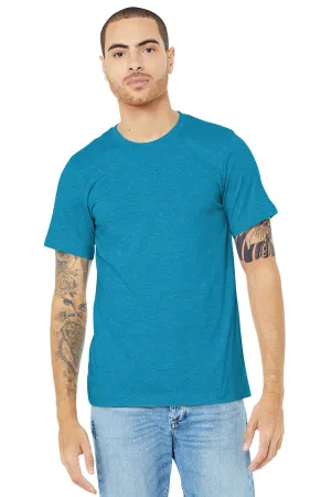 Bella   Canvas Mens Heather CVC Short Sleeve Crewneck T-Shirt - Heather Aqua Blue