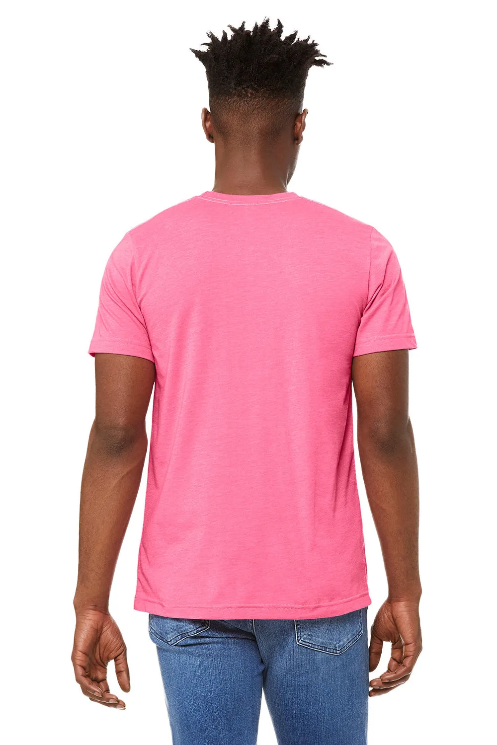 Bella   Canvas Mens Heather CVC Short Sleeve Crewneck T-Shirt - Heather Charity Pink