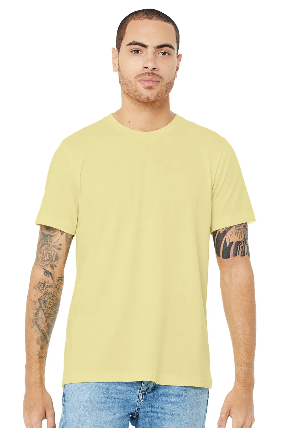Bella   Canvas Mens Heather CVC Short Sleeve Crewneck T-Shirt - Heather French Vanilla