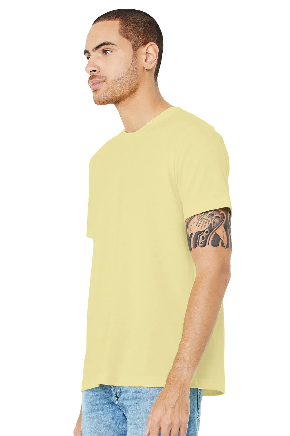 Bella   Canvas Mens Heather CVC Short Sleeve Crewneck T-Shirt - Heather French Vanilla