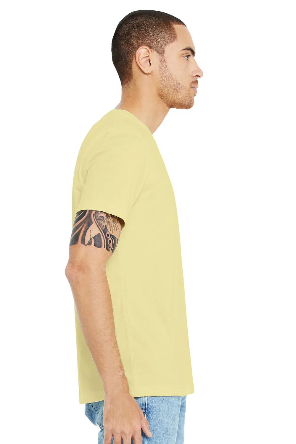 Bella   Canvas Mens Heather CVC Short Sleeve Crewneck T-Shirt - Heather French Vanilla