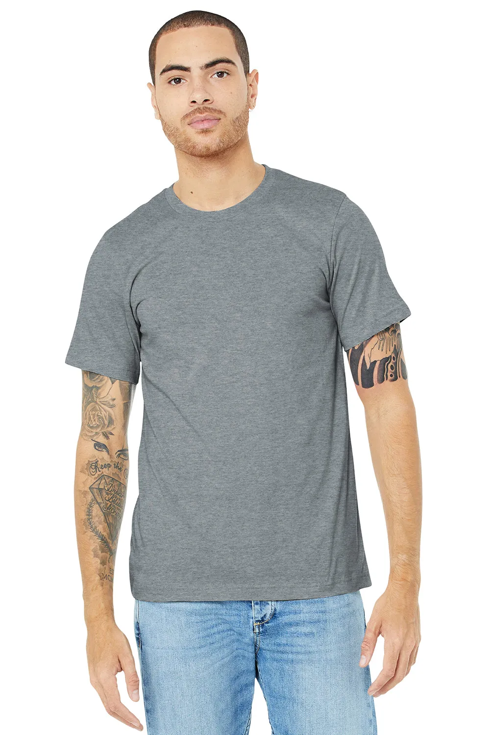 Bella   Canvas Mens Heather CVC Short Sleeve Crewneck T-Shirt - Heather Grey